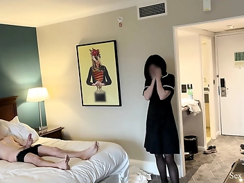 Japanese Hotel Maid Helps Me Cum After Public Dick Flash