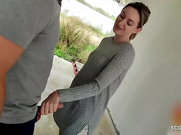 Yummy German Teen Seduces Worker And Fucks Him In Public 3-way