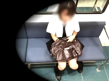 Japanese Beauty Hides Her P*ssy From A Stranger With A Kabana While Touching Herself On A Train - Must Watch!