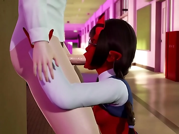 Japanese Beauty Meruccubus Sucked Off During SFM Hentai