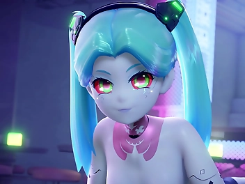 Jizz-Splattered Cyber Porn: Svelte Rebecca Runs With Edgerunners