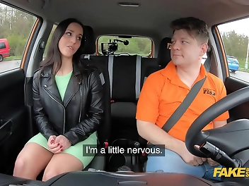 Japanese Babe With An Incredible Ass And Wet Pussy In A Fake Driving School Session