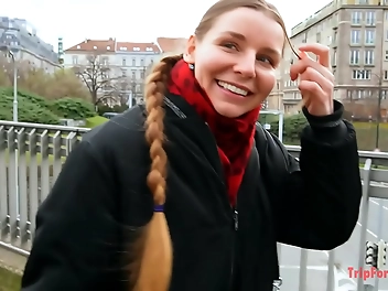 Euro Chick With Braid Gets Cummed Inside - Must Watch!