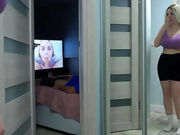 Spying On Daddy With Big Tits: Step-Daughter's Naughty Secret