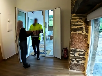 Japanese Beauty Surprises Delivery Man With Hot Blowjob