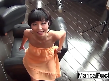 Naughty Japanese Hottie Marica Hase Pleasures Herself On Camera!