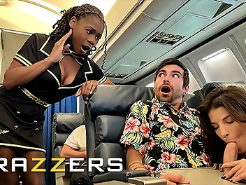Japanese Schoolgirl Surprise 3some With Flight Attendant Hazel Grace - BRAZZERS