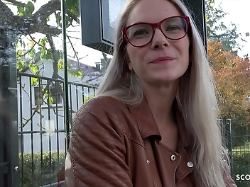 Busty Blonde Glasses Girl Vivi Vallentine Picked Up By German Scout For Casting Fuck