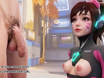 Unleash Your Fantasies With Cute And Sexy Dva Cosplay Blowjob In Uncensored Hentai!