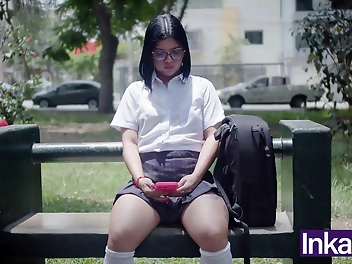 Shy 18-Year-Old College Girl With Big Booty Skips Class And Gets Caught By Stranger With Huge Rod!