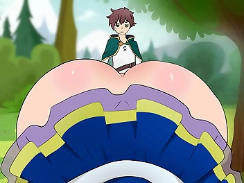 Aqua's Too-Short Skirt Seduces Kazuma In Hentai Cartoon Parody - God's Blessing On This Wonderful World!