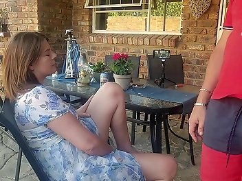 Jav Babe Masturbates With Friend's Wife, Invites Him To Join In On The Patio